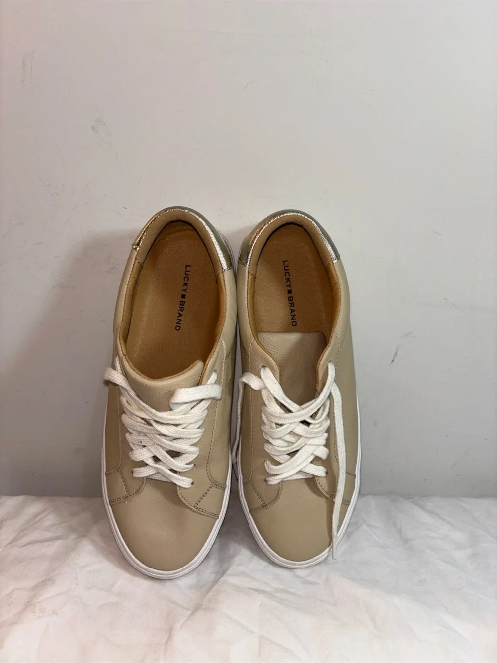 Lucky Brand Tan Leather Lace-Up Sneakers